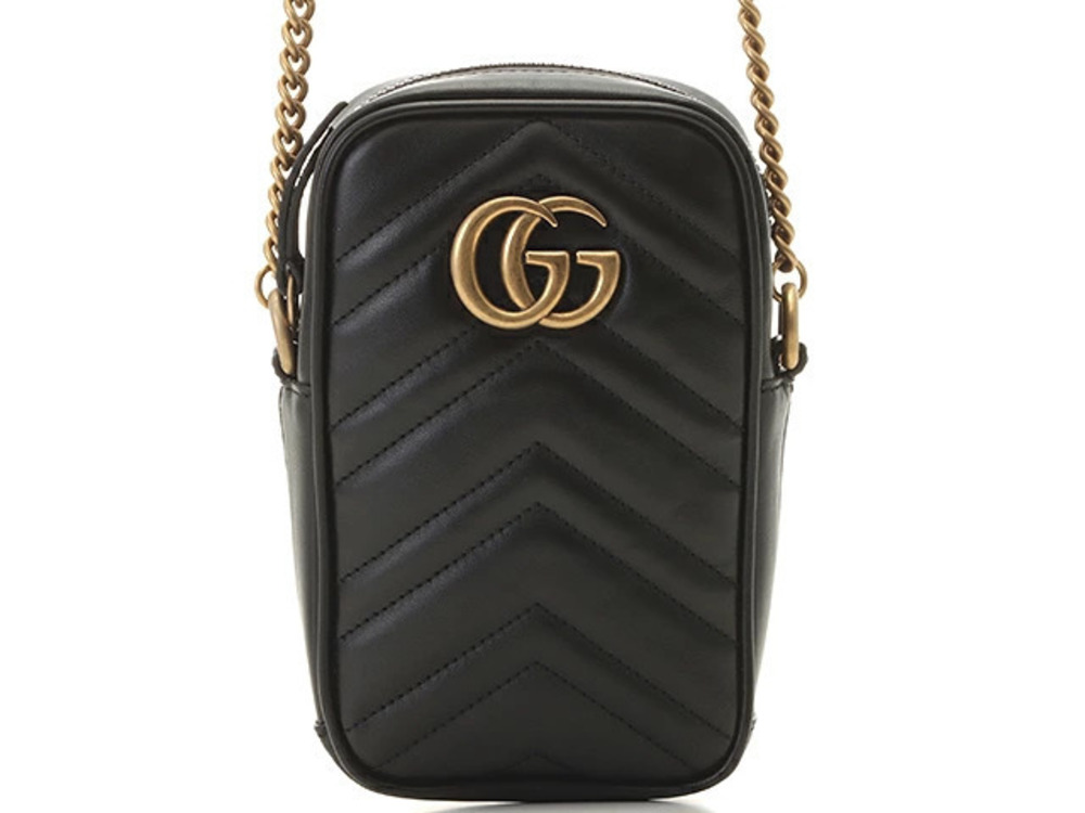 Gucci GG Marmont Chain Bag Shoulder Black Quilted Leather